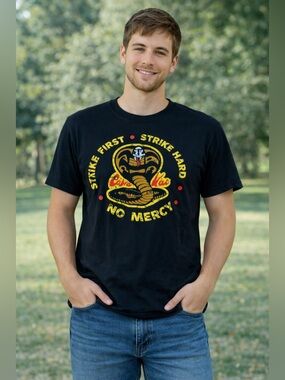 cobra kai Black Graphic short sleeve T-Shirt